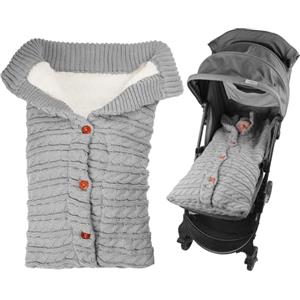 Vicloon Sacco Termico Passeggino Universale, Sacco Termico Invernale per Passeggino, Fodera in Lana d'agnello, Resistente al Freddo, Termico Coprigambe, Lavabile in Lavatrice (Grigiomedio)