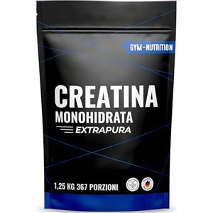 Gym Nutrition Creatina Monoidrata Polvere Extrapura - 1,25 kg (367 Porzioni) con Vitamina B6 - Vegan e Prodotta in Germania - Creatine Monohydrate Powder