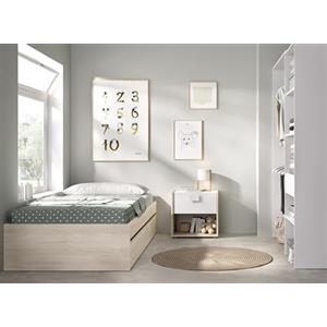 DEKIT GRUPO RIMOBEL LAGO PACK - Set letto a castello con due cassetti, comodino e armadio guardaroba - NATURALE