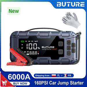 YABER BUTURE 6000A Avviatore d'Emergenza per Auto con Power Bank PD45W 26800mAh e Pompa d'Aria 160PSI - Dispositivo di Avviamento di Emergenza per Auto