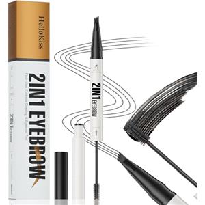ZukqrymluvIQ Matita Sopracciglia 3D Waterproof 2 in 1 - Doppia Estremità con Effetto Microblading a 4 Punte ed Eyeliner di Precisione - Effeto Pelo a Pelo Naturale, Lunga Tenuta Resistente all'Acqua(nero)
