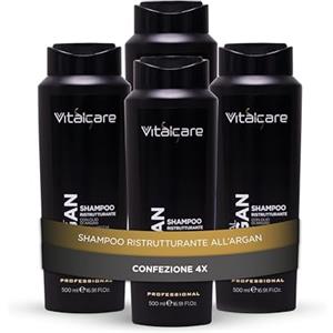 Vitalcare | Imperial Argan - Shampoo Capelli Ristrutturante, per Capelli Secchi e Danneggiati, Shampoo Ristrutturante con Olio d'Argan, 4 x 500 ml