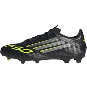 adidas F50 League Firm Ground Football Boots, Scarpe da Calcio Unisex-Adulto, Core Black/Iron Metallic/Lucid Lemon, 44 2/3 EU