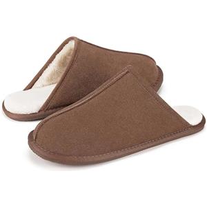 Mishansha Ciabatte Uomo Invernali Pantofole Calde Peluche Antiscivolo Morbide da Casa e Esterno Marrone EU 40