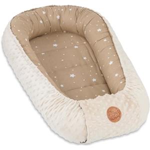 Totsy Baby Riduttore lettino neonato - 90x50 cm nido culla pod cocoonababy babynest antisoffoco per bambina e bambino baby nest per neonati Beige con Stelle Bianche