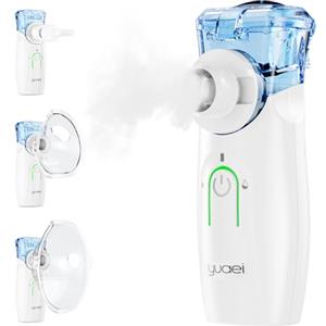 yuaei Aerosol Portatile Silenzioso Macchina Ultrasuoni: USB-C Aerosol Ultrasuoni Silenzioso Adulti e Bambini - Facile da Usare Apparecchio per Aerosol con 2 Maschere e 1 Boccaglio per Viaggi e Uso Domestico