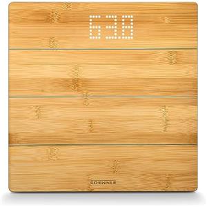 Soehnle Style Sense Bamboo Magic Bilancia pesapersone digitale, Bilancia digitale con display LED a scomparsa, Bilancia persone in bambù naturale