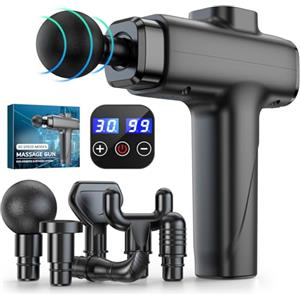 CHOIGN Pistola Massaggio Muscolare, 30 Velocità Silenziosa Massaggiatore Muscolare Professionale, 2000RPM Pistola Massaggiante Profondo Tessuto, Tipo-C Massaggiatore Elettrico, 6 Testine, Regali di Natale