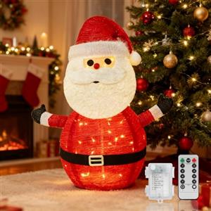 Aigostar Luci Decorative Natalizie a Babbo Natale, Pieghevole, con Telecomando, Bianco Caldo, 8 Modalità, 70cm, 50 LED, Timer, IP44 per Interni/Esterni, Decorazione Invernale