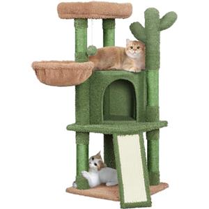 Yaheetech Albero Tiragraffi per Gatti a Forma di Cactus in Truciolato e Corda di Sisal 42,5 cm × 42,5 cm × 106,5 cm