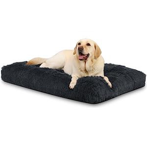 KSIIA Cuscino per Cani Taglia Grande e Media, Cuccia Cane Interno, 90x60cm, Peluche Morbida e Soffice, Base Antiscivolo, Lettino per Cani, Lavabile in Lavatrice, Materassino Cane, Grigio scuro