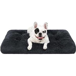 KSIIA Cuscino per Cani, Cuccia Cane Piccolo Interno, 60x45cm, Peluche Morbida e Soffice, Base Antiscivolo, Lettino per Cani, Lavabile in Lavatrice, Materassino Cane, Grigio scuro