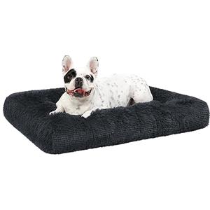 KSIIA Cuscino per Cani Taglia Media, Cuccia Cane Interno, 76x52cm, Peluche Morbida e Soffice, Base Antiscivolo, Lettino per Cani, Lavabile in Lavatrice, Materassino Cane, Grigio scuro