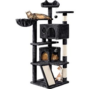 Yaheetech Albero Tiragraffi per Gatti Gioco Giocattolo per Gatti in Sisal Naturale 49 x 49 x 144,5 cm Nero