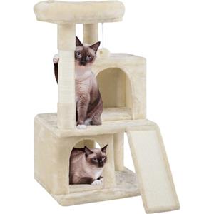 Yaheetech Tiragraffi Albero per Gatti con Trespolo Grande 91 cm Gioco Giocattolo per Gatti 49 x 45,5 x 91 cm Beige