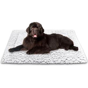 Aspand Cuscino per Cani Corto in Peluche, per Cani Taglia Grandi e Medi Materassino Cane, 109x73cm, Caldo e Comodo, Facile da Pulire, Grigio scuro