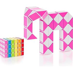 CUBIDI® Mini Serpenti Magici Puzzle - Gadget Regalo di Compleanno bambini, Regalini Festa Bambini - Serpente Giocattolo, Gioco Rompicapo Bambini e Adulti, Magic Snake - 48 Blocchi (Rosa)
