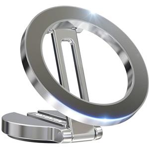 PORTENTUM Porta Cellulare Auto per Magsafe Pieghevole - Con Fissaggio Magnetico (20x N52) e Rotazione a 360° - Per Cruscotto Ufficio o Altre Superfici - Argento