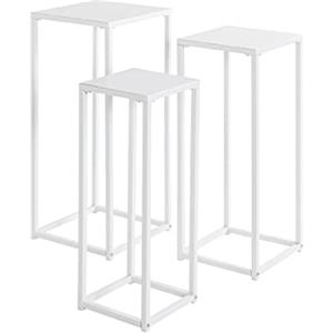 HAKU Möbel Set di 3 colonne di fiori, metallo, bianco, L 22 x P 22 x A 61 cm/L 26 x P 26 x A 66 cm/L 30 x P 30 x A 71 cm