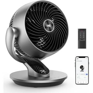 Dreo Ventilatore da tavolo intelligente, 28 dB, diametro di 18 cm, 4 velocità, 5 modalità, timer 12 ore, oscillazione 120° + 90°, telecomando vocale, funzione raffreddamento, Lynx S, argento