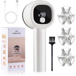 Diboniur Levapelucchi Elettrico, Togli Pelucchi Elettrico per 3 Livelli di Potenza Regolabili, Levapelucchi Elettrico Ricaricabile USB con Display Digitale LCD, Levapelucchi con 3 Lame Sostituibili