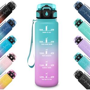 HoneyHolly Borraccia 500ml, Prova di Perdite, Borraccia Bambini, Sportiva, Borraccia Motivazionale, con Indicatore del Tempo, Bottiglia Acqua, Borraccia per Scuola, Campeggio, Yoga, Ufficio