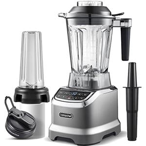 AMZCHEF 2000W Frullatore 2-IN-1 | ①Frullatore da 1,85 litri con 6 lame | ②Mini Smoothie Maker 600ml con Coperchio | Frullatore Tritatutto Multifunzione (Modello: ZM5003)
