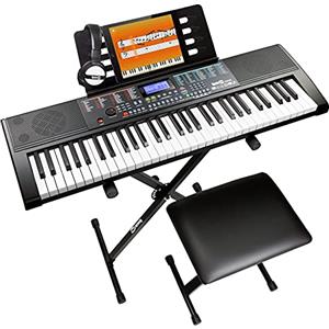 RockJam Kit pianoforte tastiera RockJam a 61 tasti con supporto, panca, cuffie e lezioni