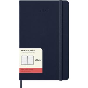 Moleskine Daily Planner, Agenda Giornaliera 2026 12 Mesi, Con Copertina Rigida e Chiusura Elastica, Formato Large 13 x 21 cm Colore Blu