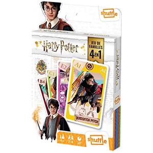 Shuffle Harry Potter, Warner Bros carte, 4 giochi in 1: 7 famiglie, coppie, azione e battaglie: con Ron, Hermione, Dumbledore, 10007442-0001