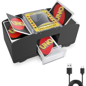 Kolamom Cheerhom Mischia Carte Automatico, Mescolatore Cartes da Gioco Elettrico per 1-2 Mazzi, Distributore Cartes da Gioco Elettrico per UNO, Poker, Blackjack - USB + Funzionamento a Batteria
