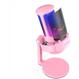 FIFINE USB Microfono per PC Gaming PS4 PS5, RGB Microfono a Condensatore per Streaming, Podcasts, con Controllo RGB, Tocco Muto, Jack per Cuffie e Filtro Anti-Pop