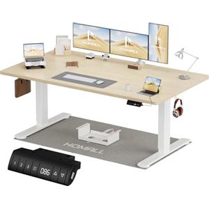 Homall Scrivania elettrica regolabile in altezza, 160 x 80 cm, due supporti telescopici estendibili, con piano diviso in quattro parti, scrivania per computer con funzione memoria