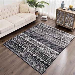 Tinyboy-hbq Tappeto da soggiorno moderno a pelo corto, antiscivolo, lavabile, soffice, adatto per soggiorno, camera da letto e sala da pranzo, 80 x 120 cm, bianco e nero