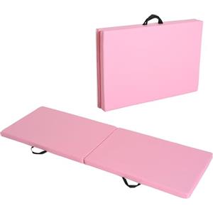 HOMCOM Tappetino da Ginnastica Pieghevole, Materassino Fitness Spesso 5 cm e Antiscivolo, Tappeto da Palestra Salvaspazio per Yoga e Pilates, 180x60 cm, Rosa