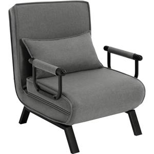 WOLTU Poltrona Relax Reclinabile Convertibile, Divano Letto Trasformabile 3 in 1, con Schienale Regolabile in 5 Posizioni, Cuscino Rimovibile, Seduta Imbottita, 65 x 75 x 78cm, Grigio Scuro