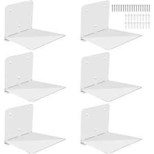 FENTEC Mensole da Muro per Libri, Libreria a Muro Sospesa, Libreria Invisibile a Parete, Libreria in Metallo Nascosta per la decorazione della camera da letto e dell'ufficio, 6 Pezzi(Bianco)