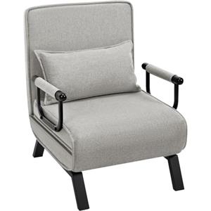 WOLTU Poltrona Relax Reclinabile Convertibile, Divano Letto Trasformabile 3 in 1, con Schienale Regolabile in 5 Posizioni, Cuscino Rimovibile, Seduta Imbottita, 65 x 75 x 78cm, Grigio Chiaro