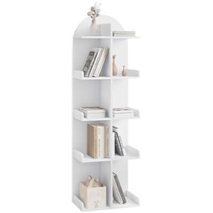 WOLTU Libreria Autoportante con 10 Ripiani su 5 Livelli, Scaffale Angolare Portaoggetti, Porta Libri e CD in Legno, Libreria Bianca per Ufficio, Studio, Soggiorno, 40x24x126cm, SK037ws
