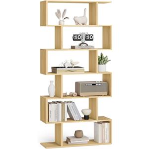 VASAGLE Bücherregal, Regal mit 6 Ebenen, 24 x 70 x 191 cm, Standregal, Büroregal, freistehend, Dekoregal, zur Präsentation, modern, für Wohnzimmer, Schlafzimmer, Büro, natureichenfarben LBC061T70