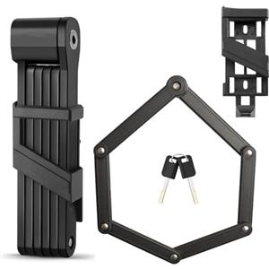 Souvik Lucchetto Bici, Lucchetto Bicicletta Pieghevole, 87 cm, con Supporto e 2 Chiavi, Bike Lock, in acciaio temprato, Robusto, Durevole, Intemperie, Compatto, per Bici ed E-scooter