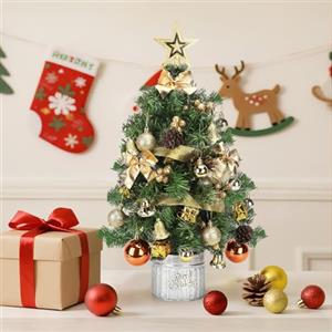 Aigostar Albero di Natale Piccolo 60 cm, Christmas Tree con 48 Decorazioni Appese, Ideale per Decorazioni Natalizie da Interno