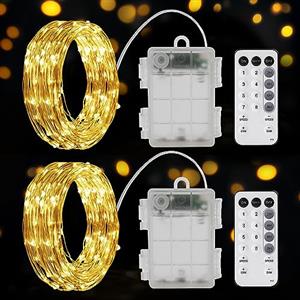 Suright Luci LED a Batteria, 2 x 6M 60LED Lucine LED Decorative 8 modalità con timer Luci Stringa Impermeabile IP65 Esterno Interno Luci LED Stringa per Natale Matrimonio Feste Giardino Stanza