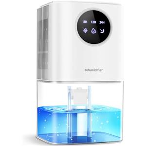 PKBOSS Deumidificatore Casa Anti Muffa, PKBOSS 1700ML Portatile Mini Deumidificatori Silenzioso Elettrico con Luce LED a 7 colori/Timer/Spegnimento Automatico per la Bagno/Ambiente/Cantina/Camera-Bianco