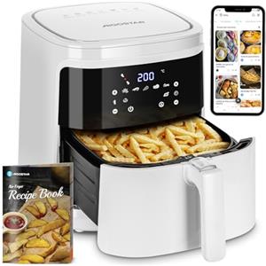 Aigostar White Cube - Friggitrice ad Aria 7L 1900W Smart Senza Olio, Controllo App e WiFi, 7 Programmi con Schermo LED, Cestello Removibile Anti Aderente, Mantenimento Calore, 20 Ricette, Senza BPA