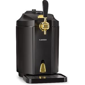 Klarstein Skal - Spillatore Birra, Spillatrice, Spillatore Birra da Casa 5 Litri, 3 x Cartuccia a Pressione CO² e Adattatore, Display LED, Silenzioso, 2-12 °C, Vassoio Gocce, Acciaio Inox, Nero