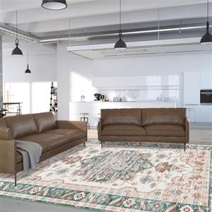 Vamcheer Tappeto Vintage Salotto-Tappeto da Salotto Antiscivolo e Lavabile, Camera da Letto Sala da Pranzo, Corridoio Tappeto Decorativo Tappeto Salone Pelo Corto, Verde, 200 x 300 cm