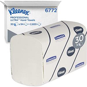 Kleenex Ultra Asciugamani Intercalati 6772, 2 veli, morbidi, resistenti e altamente assorbenti, 30 confezioni x 94 strappi (totale 2820), Bianco, Foglio extra grande