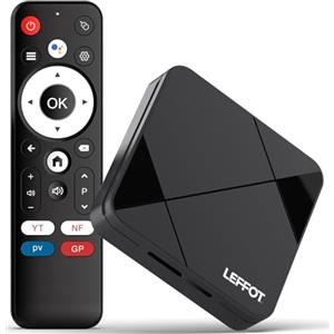 LEFFOT Android 14.0 TV Box 2025, RK3518 4K Ultra HD TV Streaming Device, 2GB RAM + 16GB ROM, Smart TV Box con Controllo Vocale, 2.4G & 5G WiFi 6, BT 5.4, USB 3.0, Rockchip RK3518 Quad Core A53