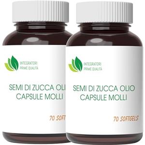 INTEGRATORI PRIME QUALITÀ Semi di Zucca Olio Capsule Molli - 140 Softgels - Acido Linoleico Acido Oleico Omega 3-6-9 da Olio Spremuto a Freddo - 1 Perla al dì